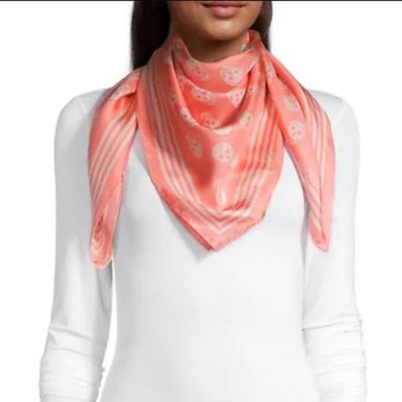 Alexander McQueen Skull Silk Scarf Rose Pink - Picture 2 of 7